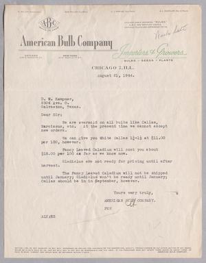 [Letter from American Bulb Company to D. W. Kempner, August 21, 1944]