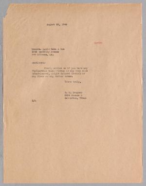 [Letter from Daniel W. Kempner to Louis Hahn & Son, August 28, 1944]