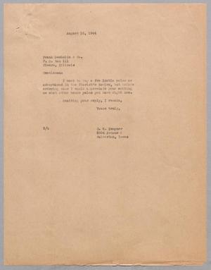 Primary view of object titled '[Letter from Daniel W. Kempner to Frank Oechslin & Co., August 16, 1944]'.