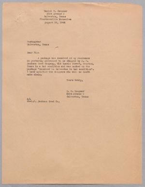 [Letter from Daniel W. Kempner to Postmaster, August 23, 1944]