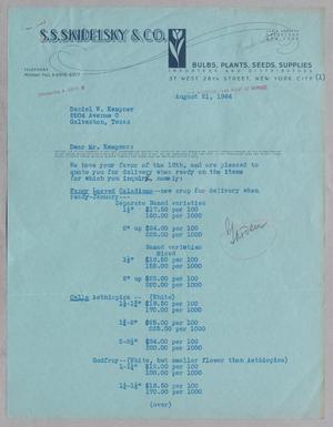 [Letter from S. S. Skidelsky & Co. to D. W. Kempner, August 21, 1944]