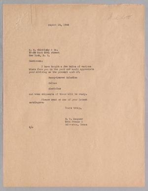 [Letter from Daniel W. Kempner to S. S. Skidelsky & Co., August 18, 1944]
