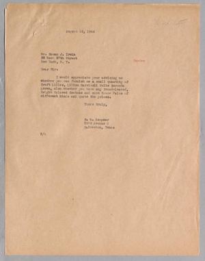 [Letter from Daniel W. Kempner to Roman J. Irwin, August 18, 1944]