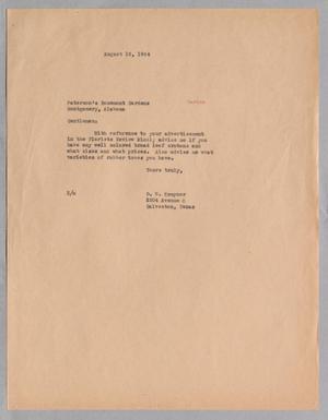 Primary view of object titled '[Letter from Daniel W. Kempner to Paterson's Rosemont Gardens, August 16, 1944]'.