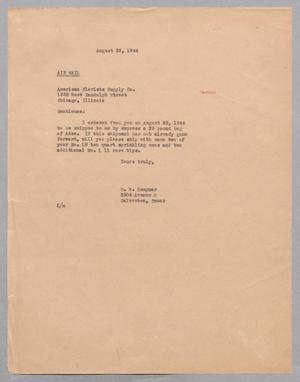 [Letter from Daniel W. Kempner to American Florists Supply Co., August 28, 1944]