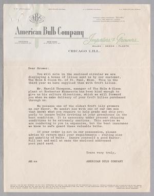 [Letter from American Bulb Company]