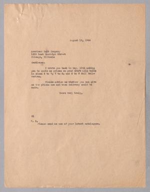 [Letter from Daniel W. Kempner to American Bulb Company, August 15, 1944]