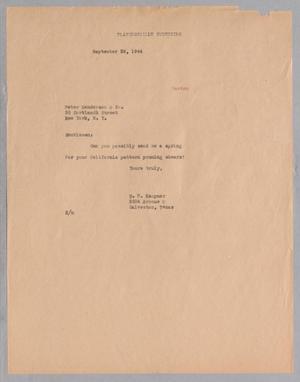 [Letter from Daniel W. Kempner to Peter Henderson & Co., September 28, 1944]
