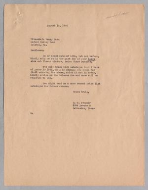 Primary view of object titled '[Letter from Daniel W. Kempner to Pitzonka's Pansy Farm, August 15, 1944]'.