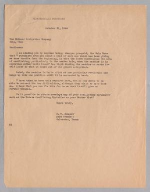 Primary view of object titled '[Letter from Daniel W. Kempner to the Skinner Irrigation Company, October 31, 1944]'.