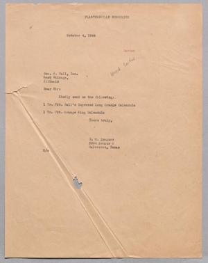 [Letter from Daniel W. Kempner to Geo. J. Ball, Inc., October 4, 1944]
