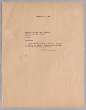 [Letter from Daniel W. Kempner to American Florist Supply Company, December 18, 1944]