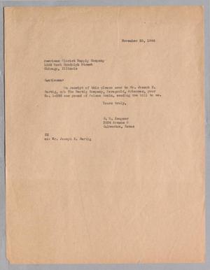 [Letter from Daniel W. Kempner to American Florist Supply Company, November 20, 1944]