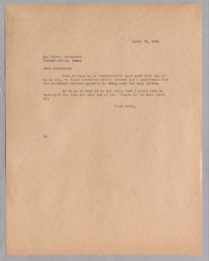 [Letter from Daniel W. Kempner to Walter Greenwood, April 25, 1944]