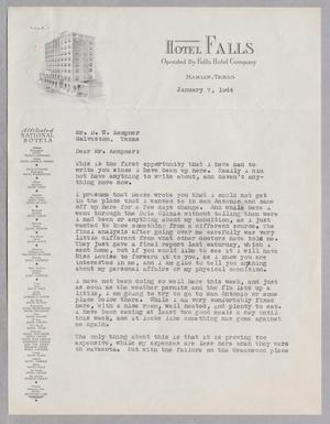 Primary view of object titled '[Letter from Walter Greenwood to Daniel W. Kempner, January 7, 1944]'.