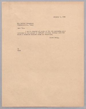 [Letter from Daniel W. Kempner to Walter Greenwood, January 7, 1944]