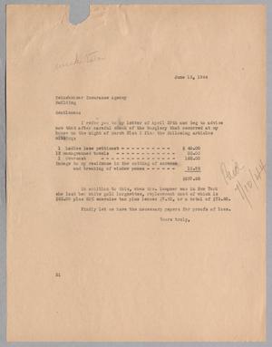 [Letter from Daniel W. Kempner to Seinsheimer Insurance Agency, June 13, 1944]