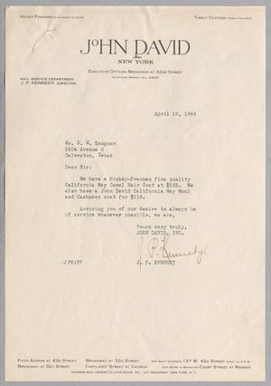 [Letter from J. P. Kennedy to Daniel W. Kempner, April 18, 1944]