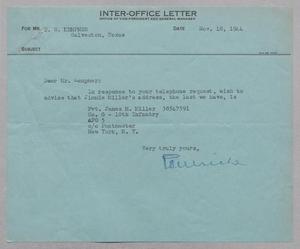 [Inter-Office Letter from Gus D. Ulrich to Daniel W. Kempner, November 18, 1944]