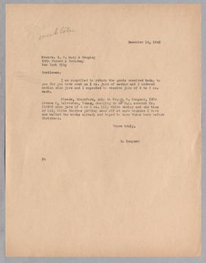 [Letter from Gladys Kempner to R. H. Macy & Company, December 14, 1944]