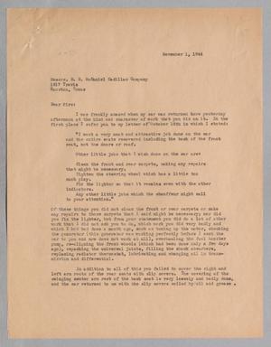 [Letter from D. W. Kempner to Messrs. D. B. McDaniel Cadillac Company, November 01, 1944]