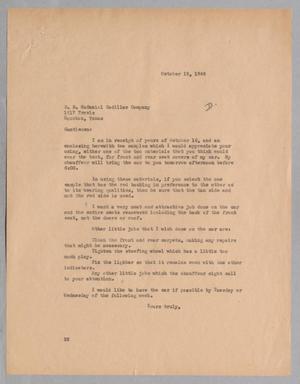 [Letter from D. W. Kempner to D. B. McDaniel Cadillac Company, October 18, 1944]