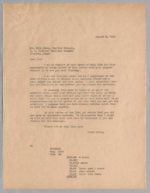 [Letter from D. W. Kempner to Mike Adamo, August 08, 1944]