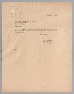 [Letter from D. W. Kempner to Messrs. MacDonald-Heath, Ltd., January 25, 1944]