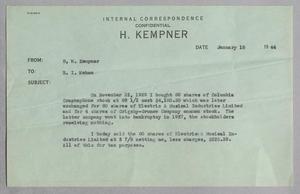 [Message from D. W. Kempner to R. I. Mehan, January 18, 1944]