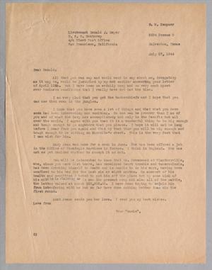 [Letter from D. W. Kempner to Donald J. Meyer, July 27, 1944]