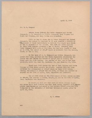 [Letter from R. I. Mehan to D. W. Kempner, April 03, 1944]