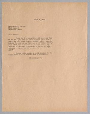 [Letter from D. W. Kempner to Bartlett D. Moore, April 20, 1944]