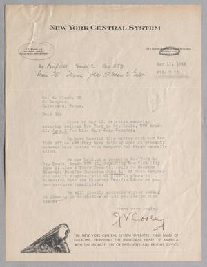 Primary view of object titled '[Letter from J. V. Cooley to H. Block, May 17, 1944]'.