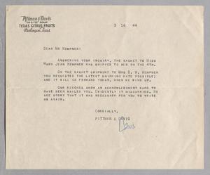 [Letter from Pittman and Davis to Daniel W. Kempner, March 16, 1944]