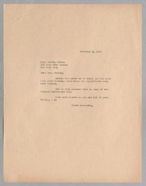 [Letter to Martha Peritzfrom Daniel W. Kempner, February 3, 1944]