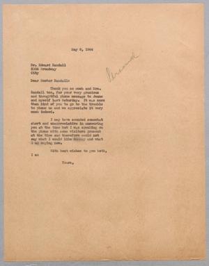 [Letter from Daniel W. Kempner to Edward Randall, May 8, 1944]
