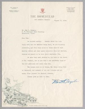 [Letter from Mart Royston to Daniel W. Kempner, August 17, 1944]