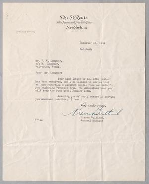 [Letter from Pierre Bultinck to Daniel W. Kempner, December 15, 1944]