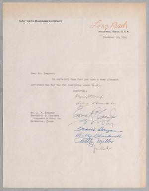 [Letter from Southern Bagging Company to Daniel W. Kempner, December 18, 1944]