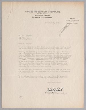 [Letter from John J. Shad to Daniel W. Kempner, November 24, 1944]