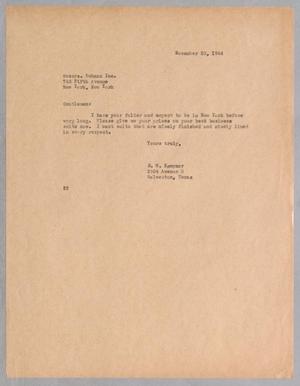 [Letter from Daniel W. Kempner to Schanz Inc., November 20, 1944]
