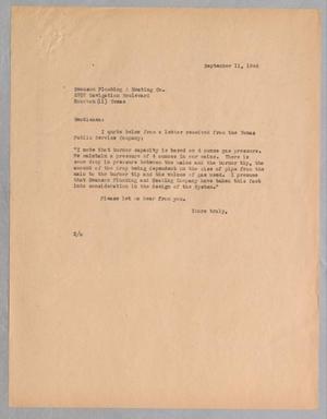 [Letter from Daniel W. Kempner to Swanson Plumbing and Heating Co., September 11, 1944]
