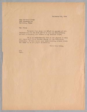 [Letter from Daniel W. Kempner to Adam Sattler and Sons, September 28, 1944]