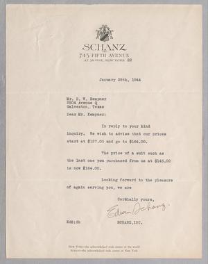 [Letter from Edwin Schanz to Daniel W. Kempner, January 28th, 1944]
