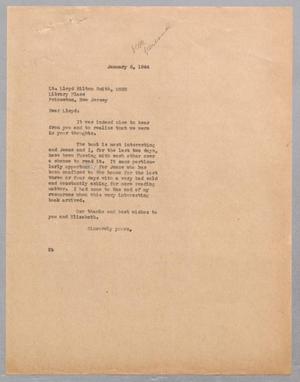 [Letter from D. W. Kempner to Lloyd Hilton Smith, January 5, 1944]