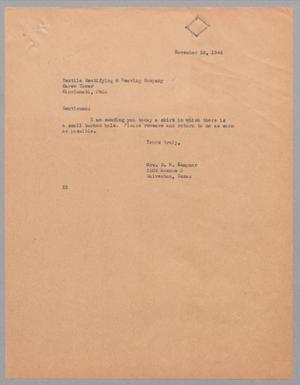 [Letter from Jeane B. Kempner to Textile Rectifying & Weaving Company, November 28, 1944]