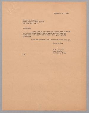 [Letter from Daniel W. Kempner to Tiffany & Company, September 21, 1944]