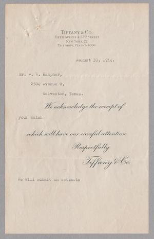 [Letter from Tiffany & Co. to Daniel W. Kempner, August 30, 1944]