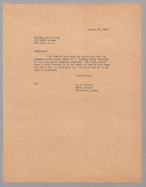 [Letter from Daniel W. Kempner to Tiffany and Company, August 25, 1944]