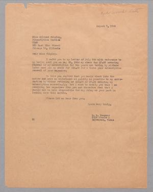 [Letter from Daniel W. Kempner to Mildred Shipley, August 7, 1944]